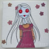 embroidered zombie lady canvas