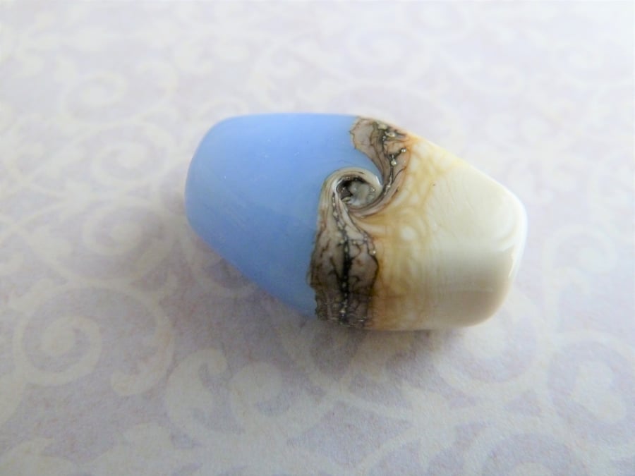 blue sand lampwork glass bead