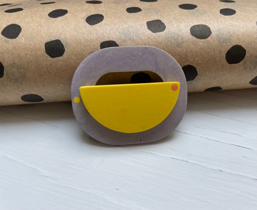 Geometric Jesmonite brooch. 