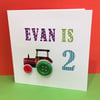 Personalised Tractor Birthday Card for a Child with their Name and Age - Boy