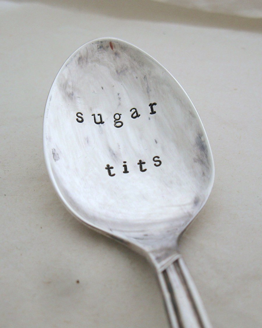 Handstamped Sugar T-ts Teaspoon, slight second