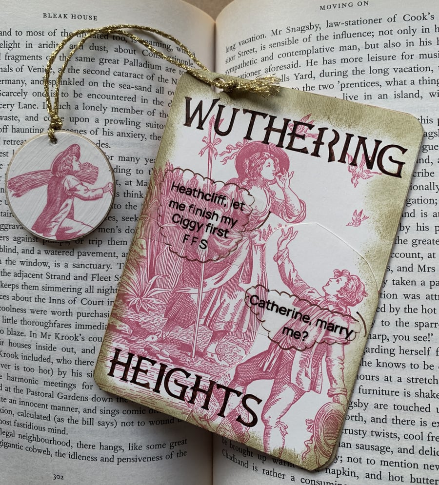 Handmade Wuthering Heights Toile Bookmark Funny Rude Gift hanging Decoration