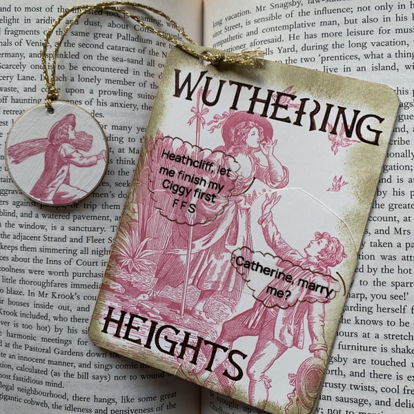 Handmade Wuthering Heights Toile Bookmark Funny Rude Gift hanging Decoration