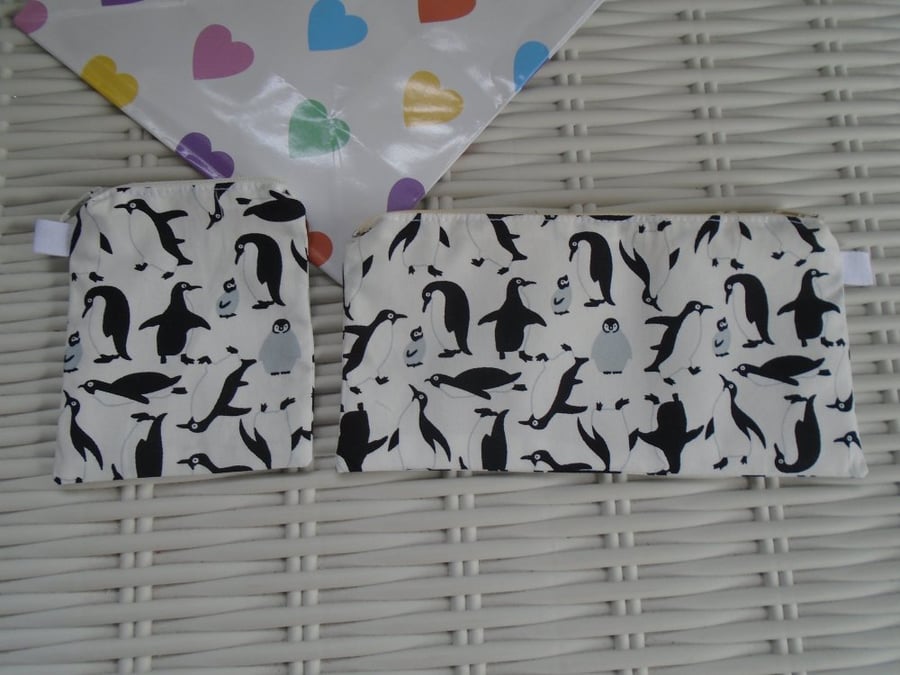 Penguin Gift Set Purse & Small Make Up Bag or Pencil Case.