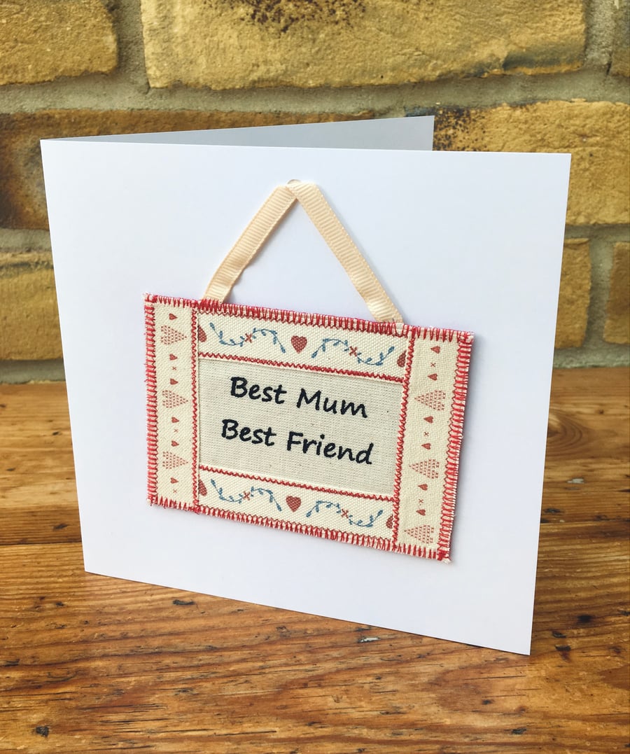 Mum birthday card & gift, Keepsake mini hanging, Best Mum & Best Friend