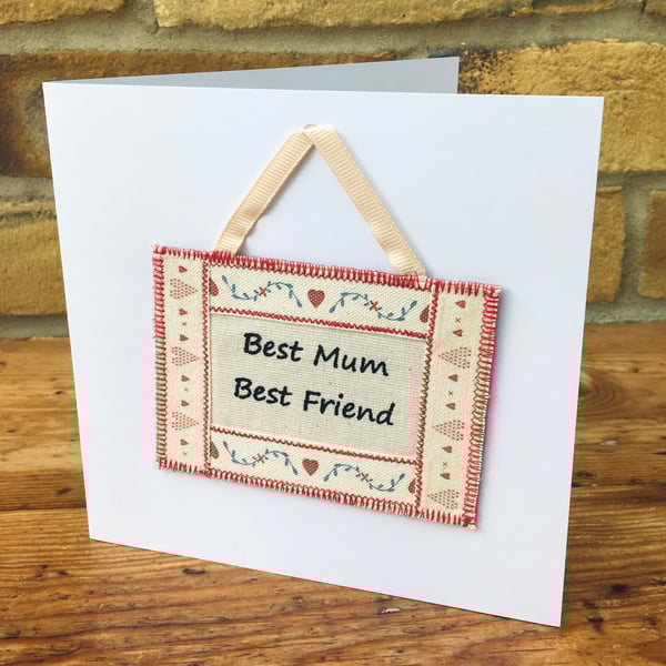 Mum birthday card & gift, Keepsake mini hanging, Best Mum & Best Friend