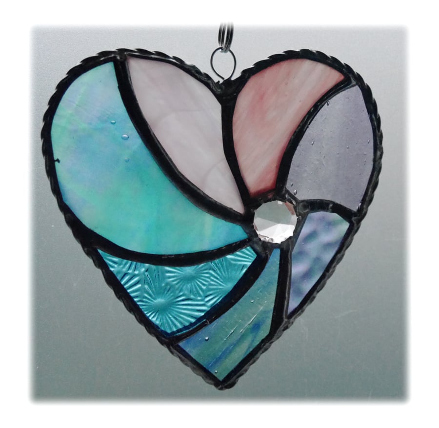 Pastel Swirl Heart Stained Glass Suncatcher 011