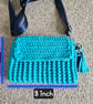 Turquoise Dream - Turquoise Blue Crochet Clutch Bag with Decorative Tassel - Image 3