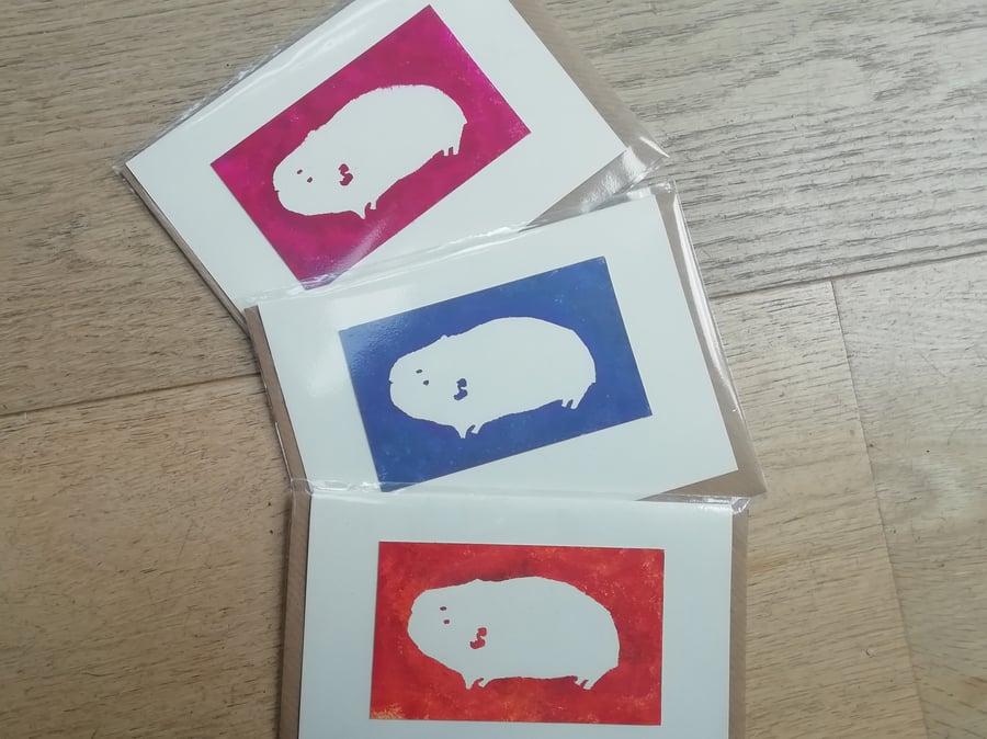 SALE Guinea Pig hand painted blank cards, pet lover, birthday greeting thank you