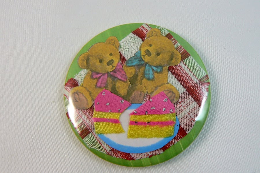 handbag mirror with pouch (Teddy bear's picnic) 