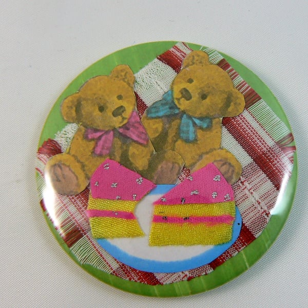 handbag mirror with pouch (Teddy bear's picnic) 