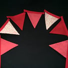 Handmade Double Sided Bunting with a Red, flower and dotted theme