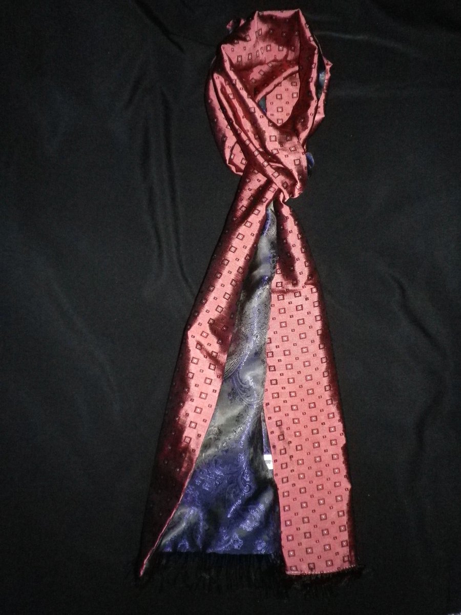 Reversible luxury pure silk scarf, 70x8", 175x20cm, great special gift...