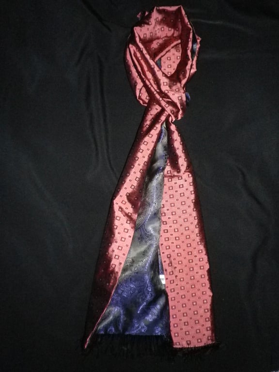 Reversible luxury pure silk scarf, 70x8", 175x20cm, great special gift...
