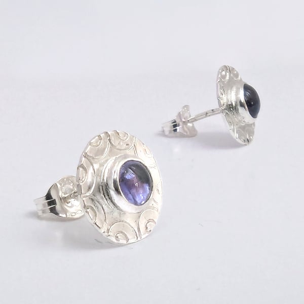 Sterling Silver Iolite Stud earrings: silver