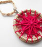 Christmas Tree Decoration, Handmade, Beaded Dorset Button, Gold, Red - Image 3