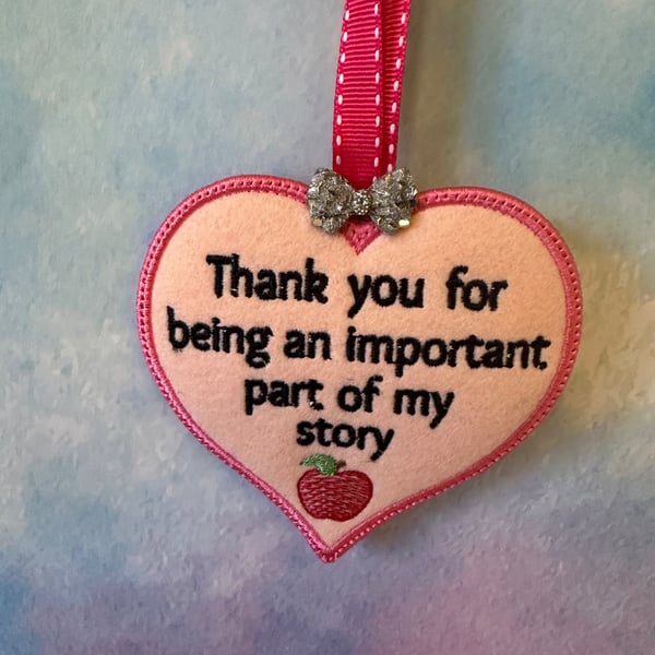 Scented Thanks for Being an Amazing 1-2-1 Teacher Heart Hanging Felt Plaque Sign