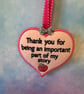 Scented Thanks for Being an Amazing 1-2-1 Teacher Heart Hanging Felt Plaque Sign