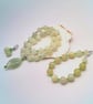 Olive Jade and Crystal Necklace with Hollow Glass Pendant Bracelet and Earrings  - Image 1