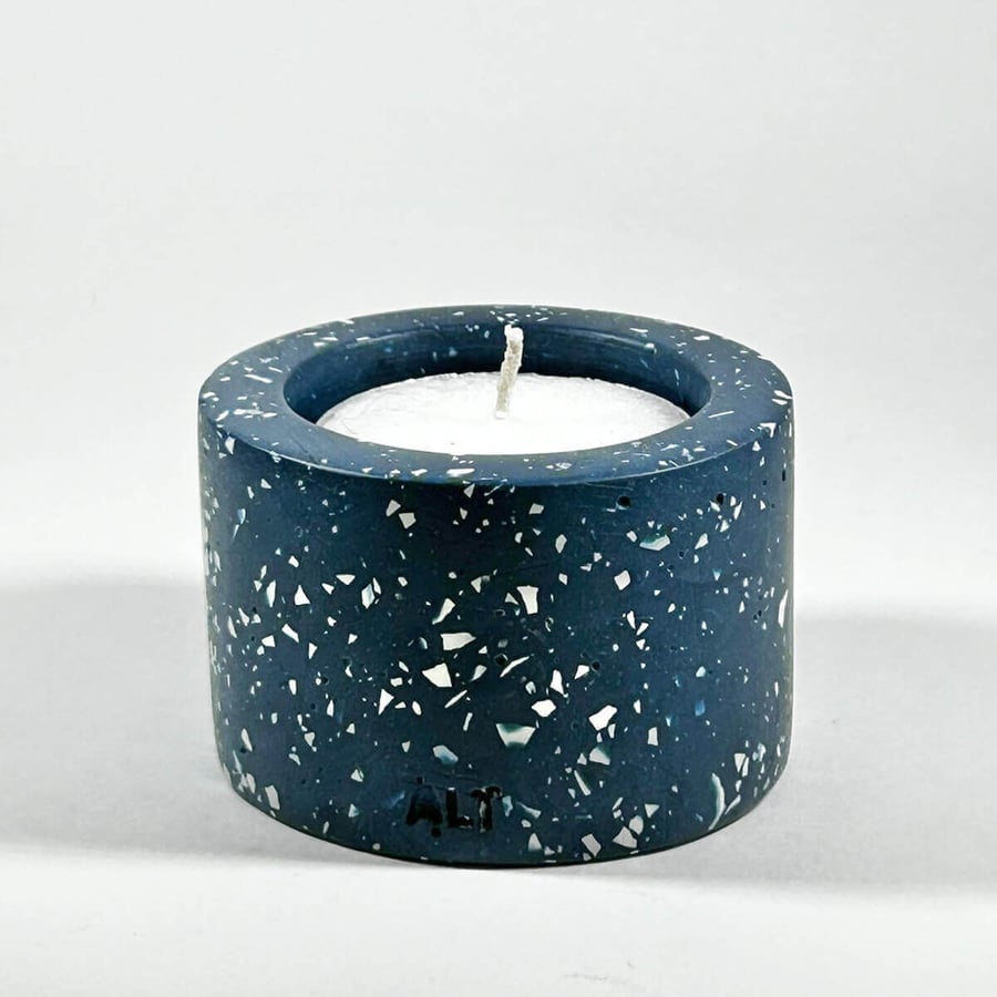 Navy Terrazzo Candle Holder, Tea Light Candle Holder, Jesmonite Candle Holder