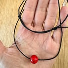 Minimalistic Red Jasper Necklace – Handmade Natural Stone Pendant on Adjustable 