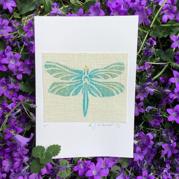 Turquoise Dragonfly blank greeting card