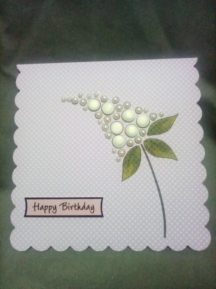 Embellished watercolour handmade Birthday card