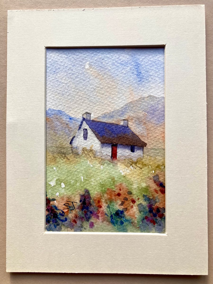 Irish Cottage Wicklow original fine art watercolour artist signed