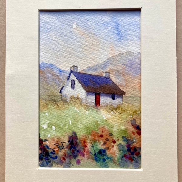 Irish Cottage Wicklow original fine art watercolour artist signed