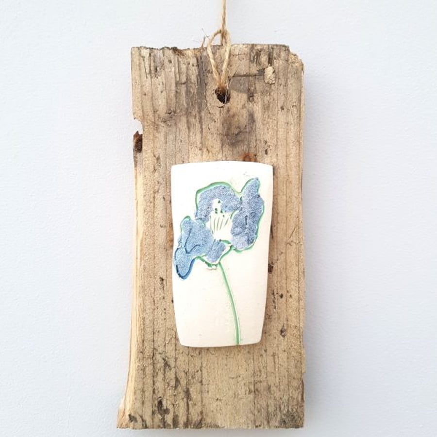 Mixed Media Wall Hanging – Mint & Lilac Flower