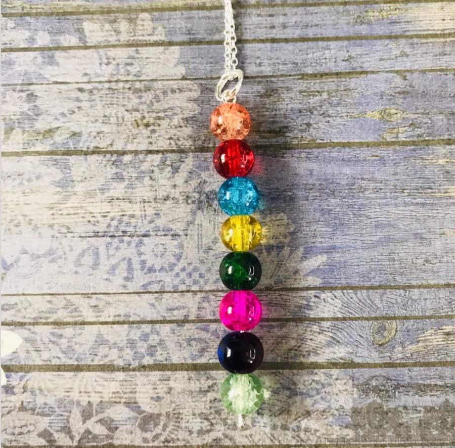 Multicolour Beaded Pendant Necklace 