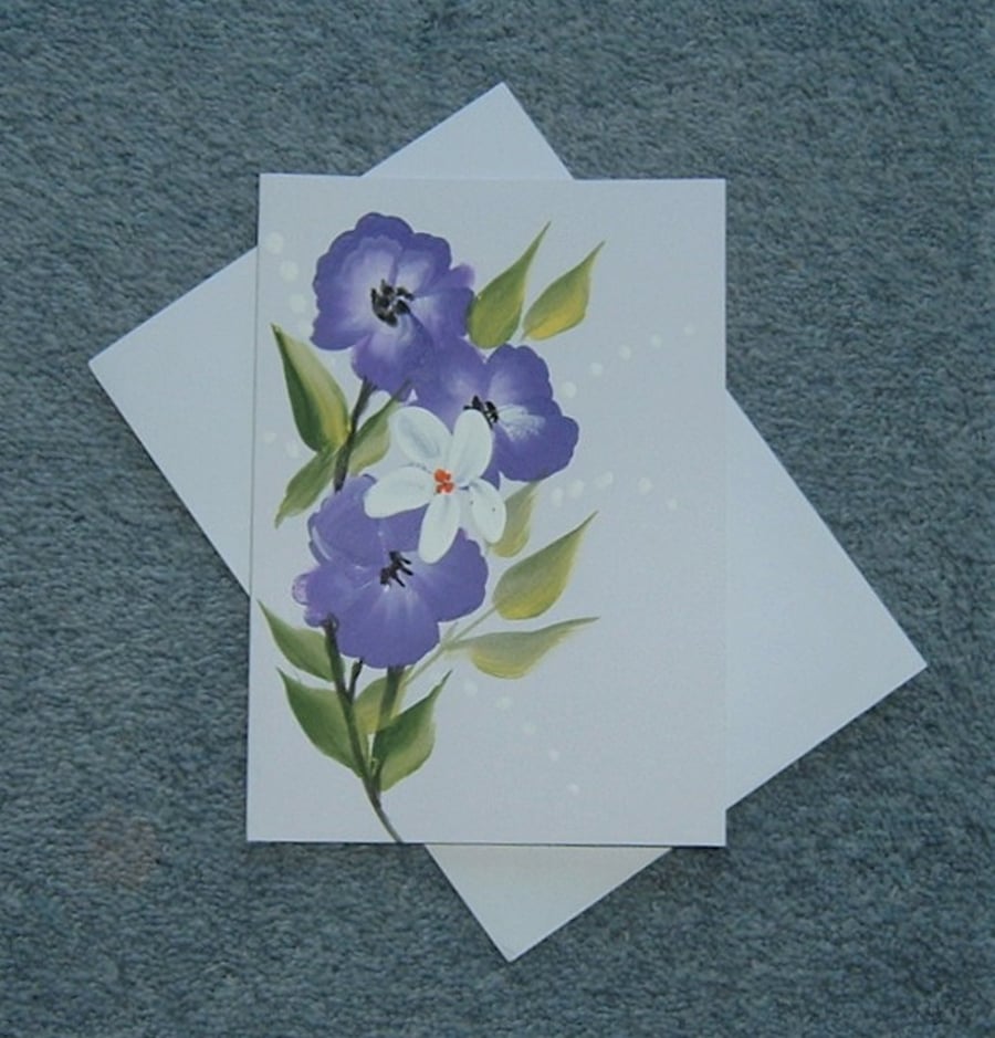 hand painted all occasion floral greetings card ( ref F 21 )