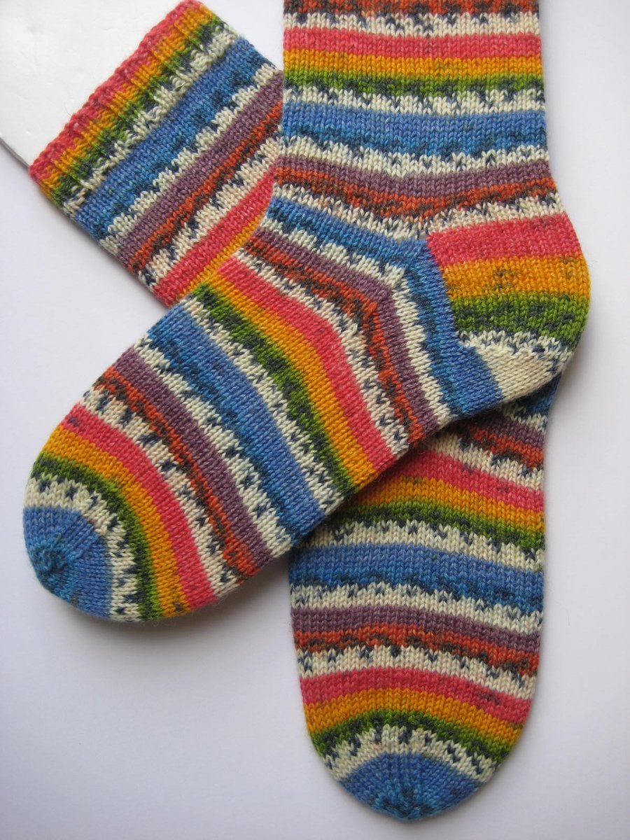 hand knit womens wool socks UK 4-6