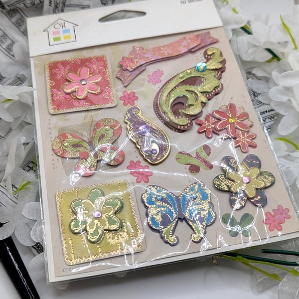 3D Decoupage Sticker Set - Gold and Flowers