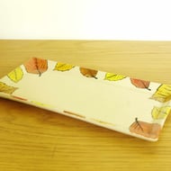 Small Rectangle Serving Dish - Pattern Autumn Colours Beech Leaves