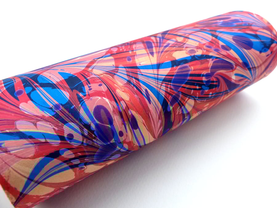 A4 Marbled paper sheet double marbled drawn gelgit stonepattern 