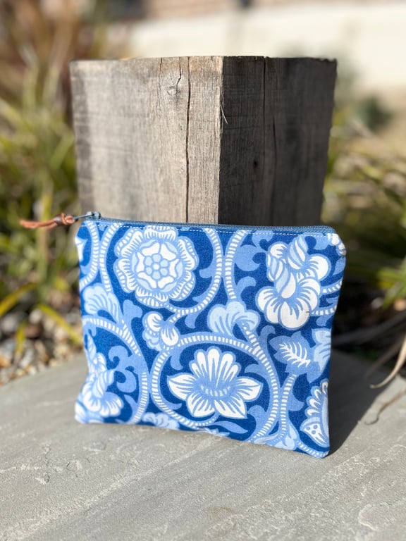 Vintage Sanderson cotton and denim zip pouch