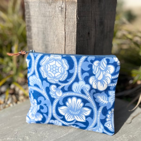 Vintage Sanderson cotton and denim zip pouch