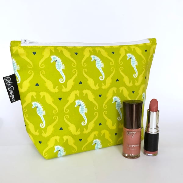Makeup bags, seahorses green