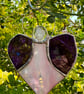 Stained Glass Heart Angel - Soft ethereal pink with purple textured wings