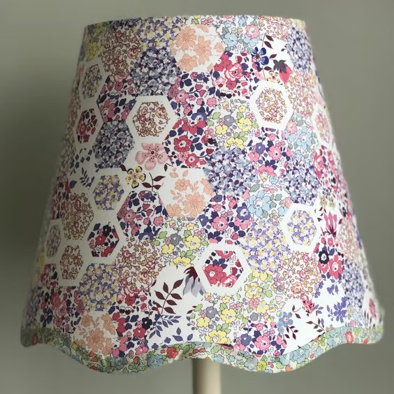 NEW Liberty patchwork Stories in pastel- Handmade Scalloped table lampshade