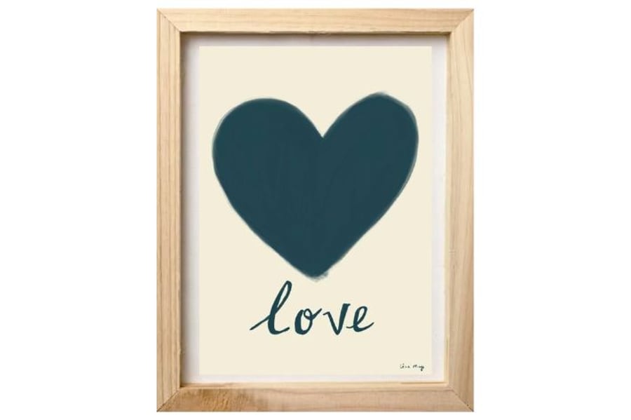 Dark green A4 digital nursery art print - Love heart Illustration