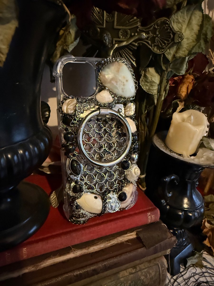 Custom quirky maximalist chainmail gothic mobile phone case