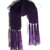 Purple Hand Knitted Finged Scarf