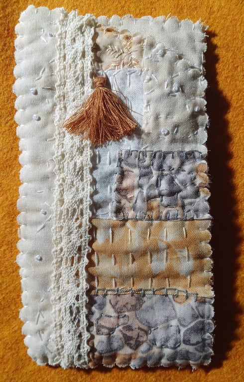 Hand Sewn Slow Stitched Boho Glass Case