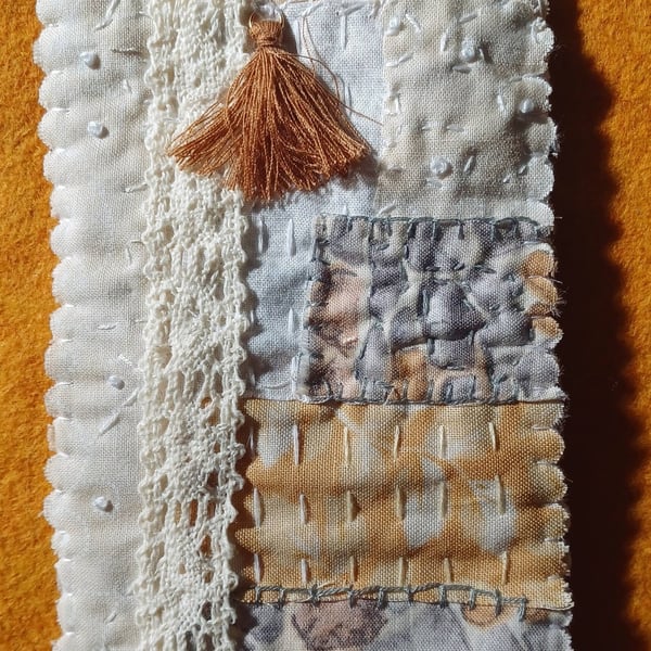 Hand Sewn Slow Stitched Boho Glass Case
