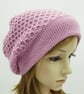 Handmade pale pink beret for women, knitted alpaca beanie hat - Image 7