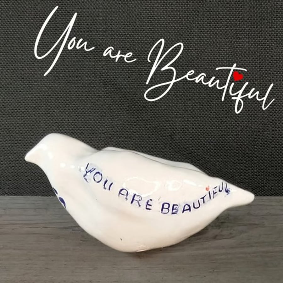 You are beautiful semicolon - Bird sculpture for stress relief and good vibes