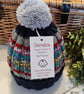 Designer Hand Knitred Ribbed Large Pom Pom Beanie Hat 1-2 Years size - Image 1