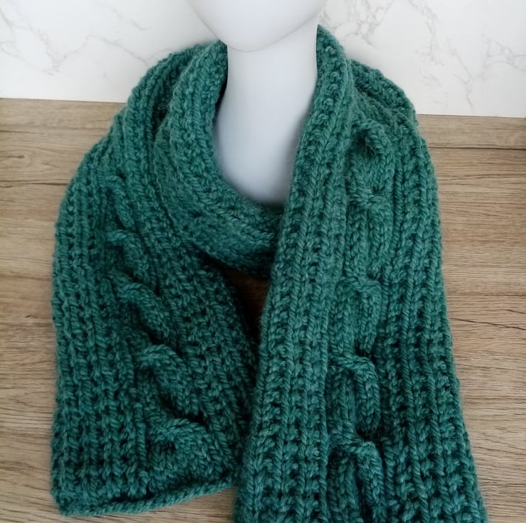 Cable knit wraparound scarf 100 pure Peruvian... Folksy